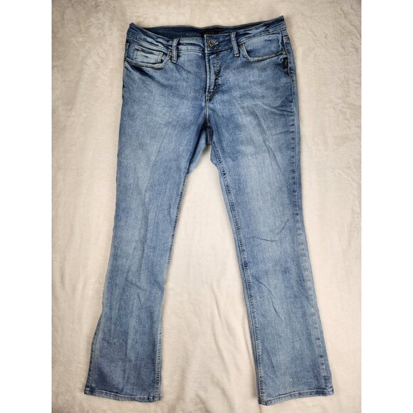 Silver Jeans Womens 32"x30.5" Elyse Slim Boot Cut Pants Stretch Blue Denim - Picture 1 of 16